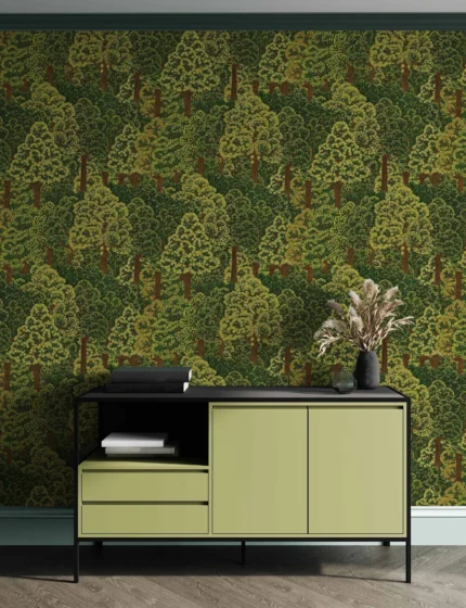 Green Embossed Wallpaper – Natural Elegance (24107-4)